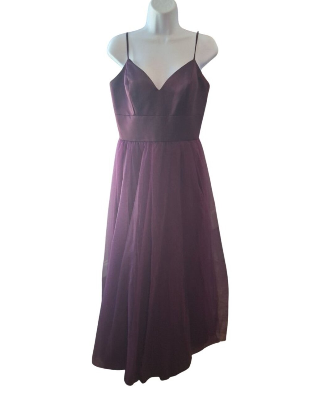 Morilee Madeline Gardner Purple Satin Tulle Maxi Dress Formal Prom Bridesmaid